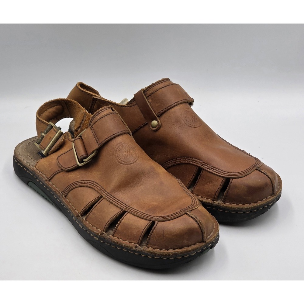 Polo Sport Ralph Lauren Mens 7D Brown Leather Fisherman Sandals Closed Toe Vint